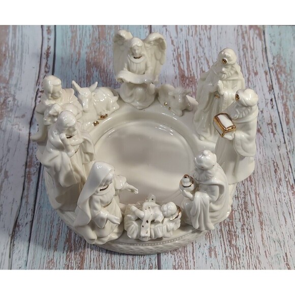 Holiday Home Accents Jade Porcelain Nativity Large Candle Candleholder - Picture 8 of 15